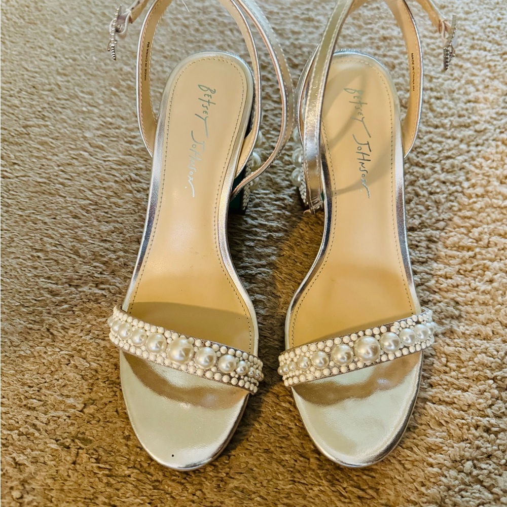 Betsey Johnson Silver Crystal Embellished Heels